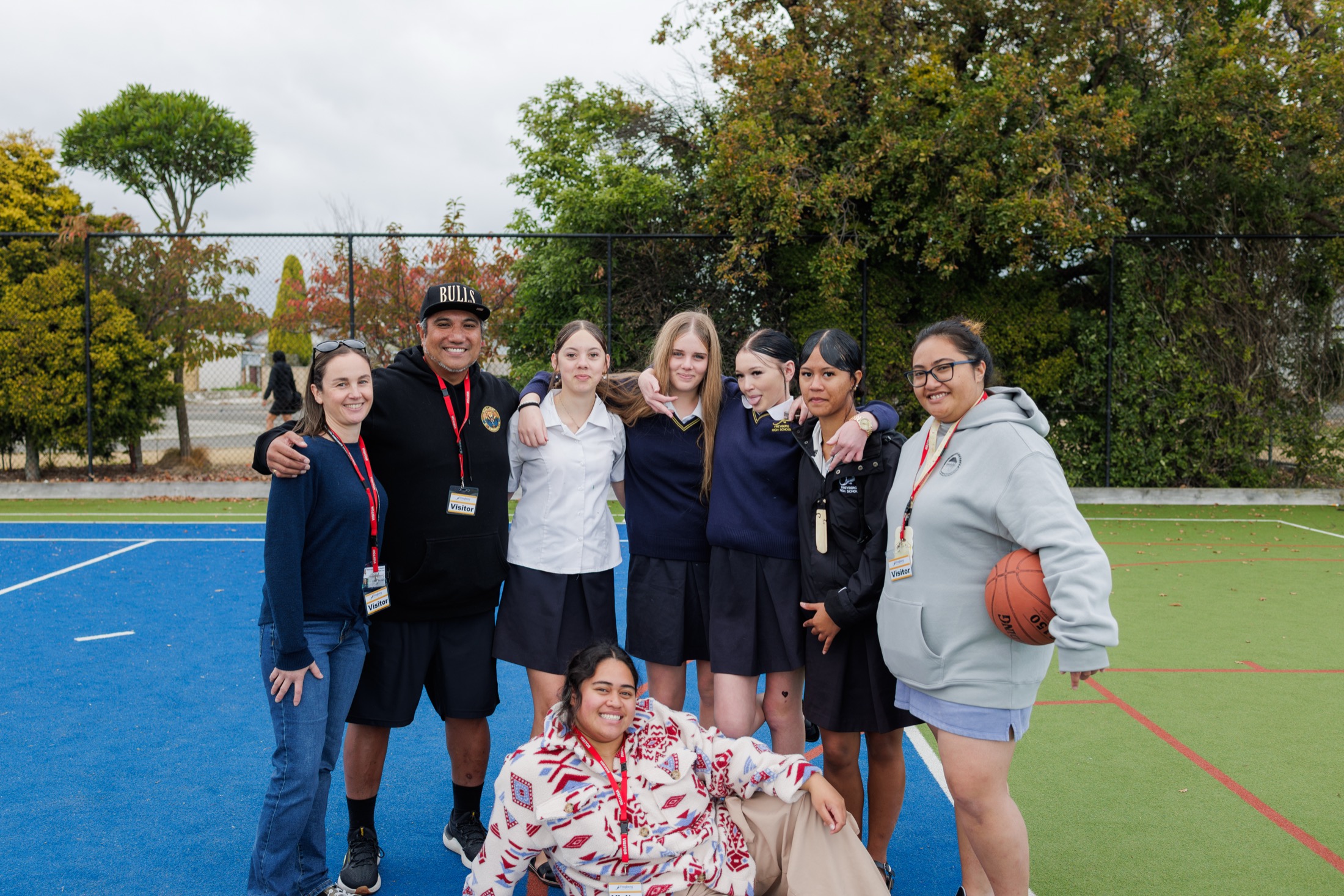The Youth Nu'u team and students together at a school